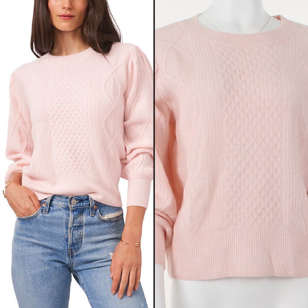 1.state Mixed Knit Crewneck Sweater